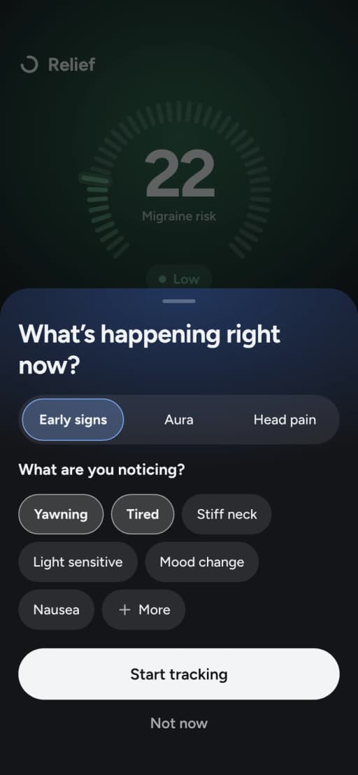 What’s happening right now? Early signs, Aura or Head pain, with what you’re noticing