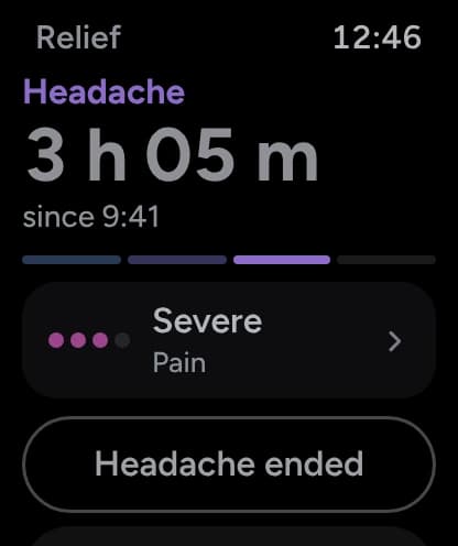 The headache stage in Always On, dimmed, showing 3 h 05 m